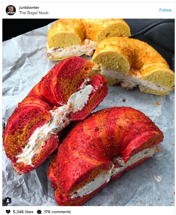 Flamin' Hot Cheetos Bagel and Doritos Bagel