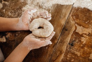 making bagel